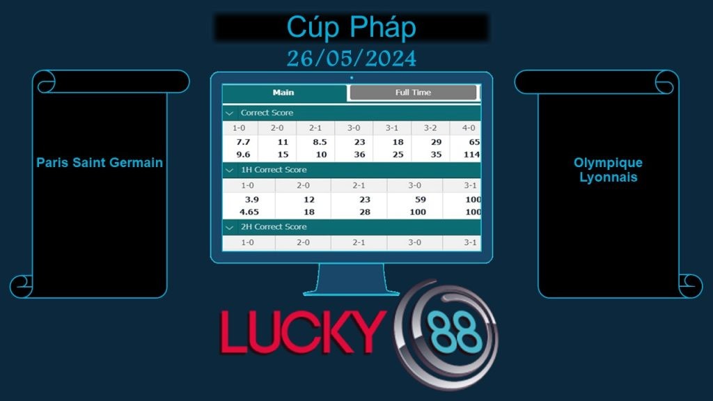LUCKY88 Paris Saint Germain vs Olympique Lyonnais, Soi kèo bóng đá hôm nay 26/05/2024, Cúp Pháp