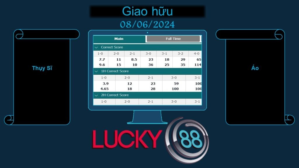 LUCKY88 Thụy Sĩ vs Áo, Soi kèo bóng đá hôm nay 08/06/2024, Giao hữu